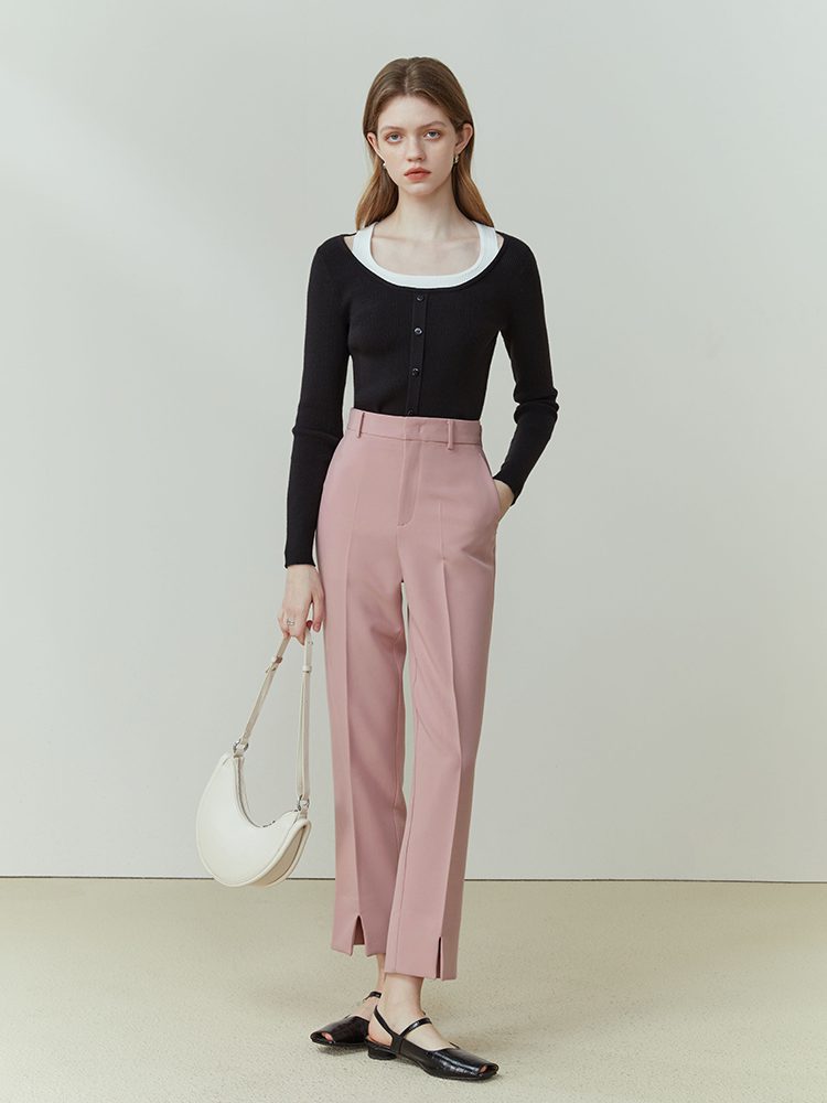 High-Waisted Tapered Suit Pants