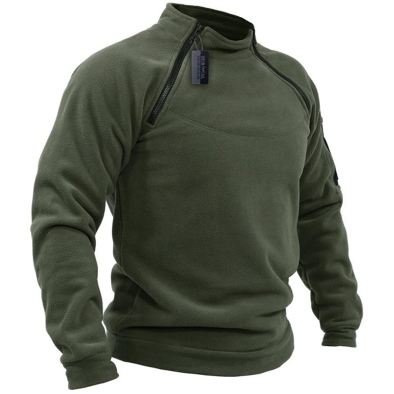 Men Windproof Thermal Polar Warm Zippers Pullover