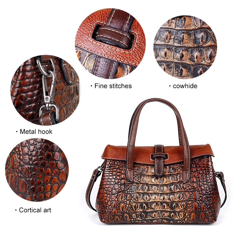 Genuine leather women s handbag luxury crocodile handbag mobile phone bag premium design sense cowhide lady 5
