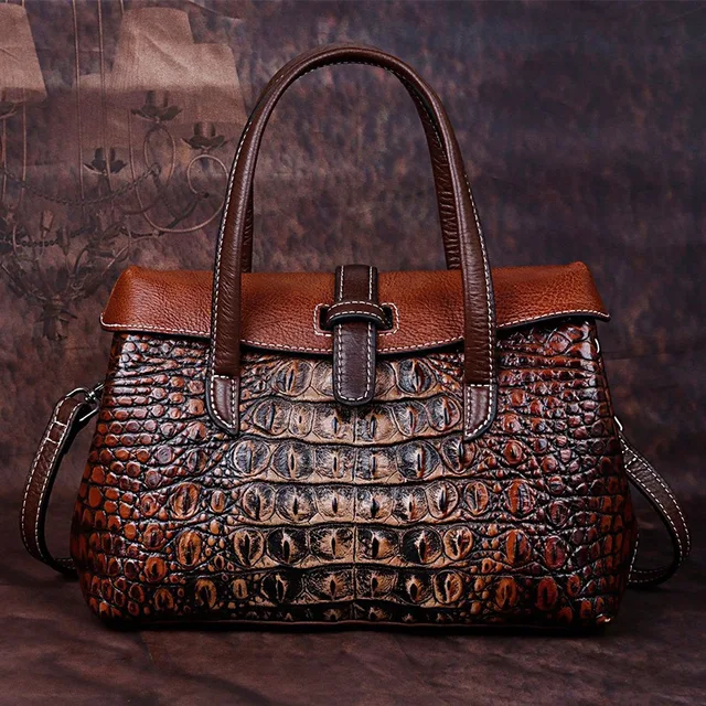 Crocodile pattern leather women's shoulder bag